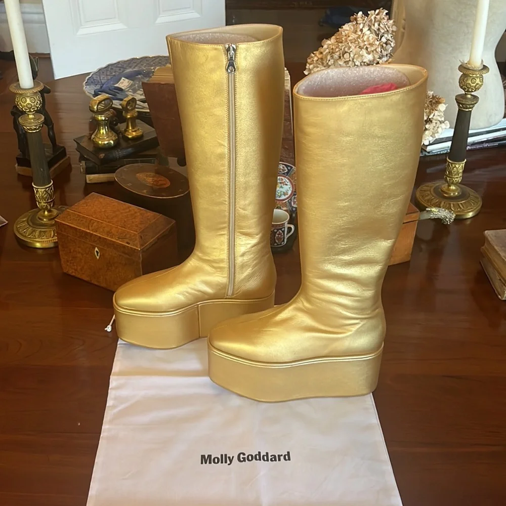 MOLLY GODDARD Athena 90mm Metallic Platform Boots
